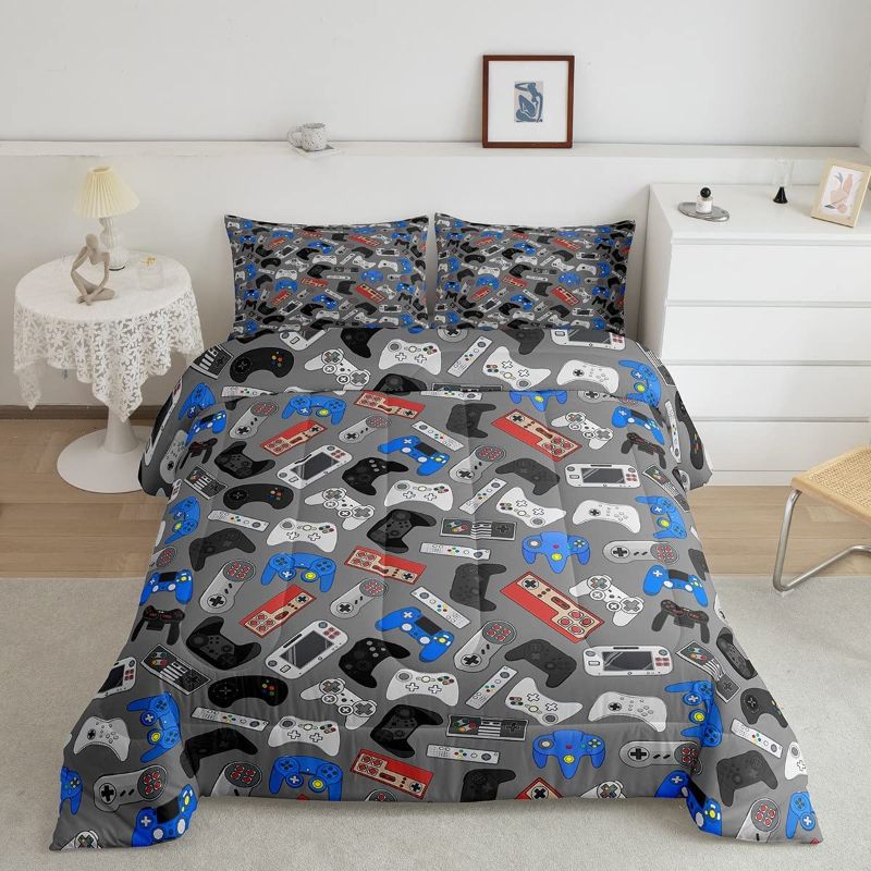 Photo 1 of 
Feelyou Kids Gaming Comforter Set Queen Seamless Video Game Controller Bedding Set Grey