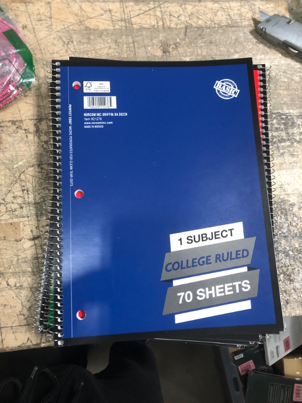 Photo 2 of Mead Spiral Notebook, 1-Subject, College Ruled Paper, 7-1/2" x 10-1/2", 70 Sheets per Notebook, Assorted Colors (73065)
