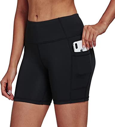 Photo 1 of Jimilaka Women's 8" /5" /2" High Waist Biker Shorts with Pockets Yoga Workout Running Bike Athletic Compression Shorts Medium