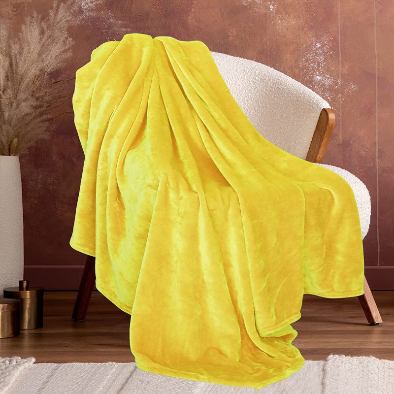 Photo 1 of Fleece Yellow Throw Blanket for Couch Cozy Soft Blankets & Throws Lightweight Fleece Fall Fuzzy Blanket Couch Chairs Sofa Bedroom Living Room 60 x 80 inch Boys Girls Adults Student. And More General Merchandise