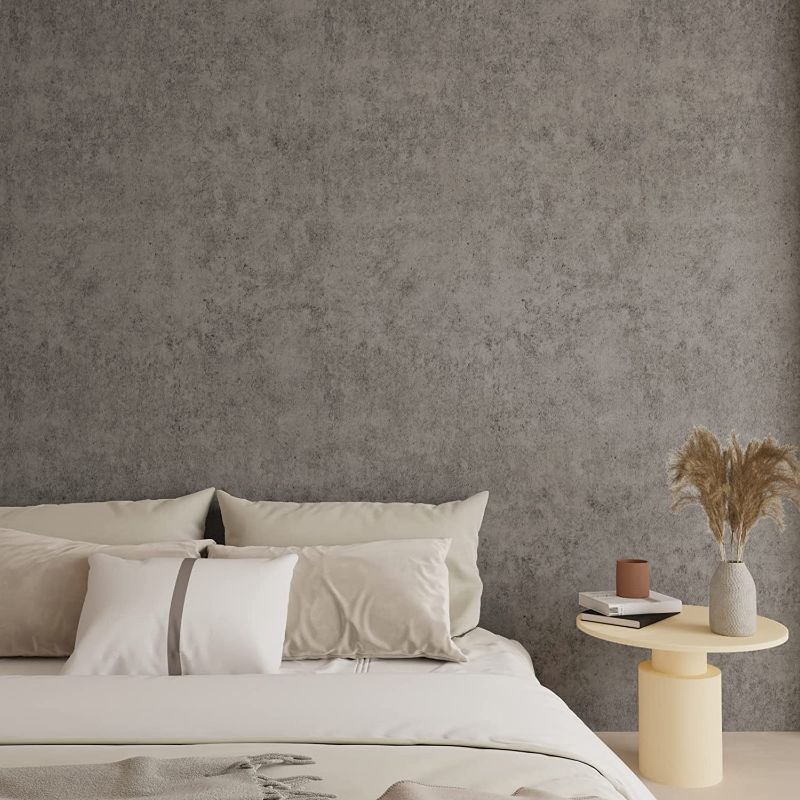 Photo 1 of 2 pack of WESTICK Concrete Wallpaper for Walls Concrete Contact Paper for Countertops Waterproof Gray Wallpaper Peel and Stick Modern Industrial Wallpaper Cement Look Kitchen Cabinet Contact Paper 15.75" x 78"