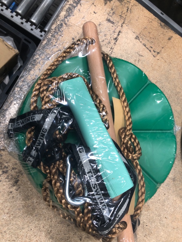 Photo 1 of Disc Swing for Kids with Monkey Bars, Replacement Swing for Swing Set for Backyard/Tree/Zipline,Green Disk Swing Seat Pro with 5ft Adjustable Rope, Carabiner and Two 22in Strap?More one Spare Strap?