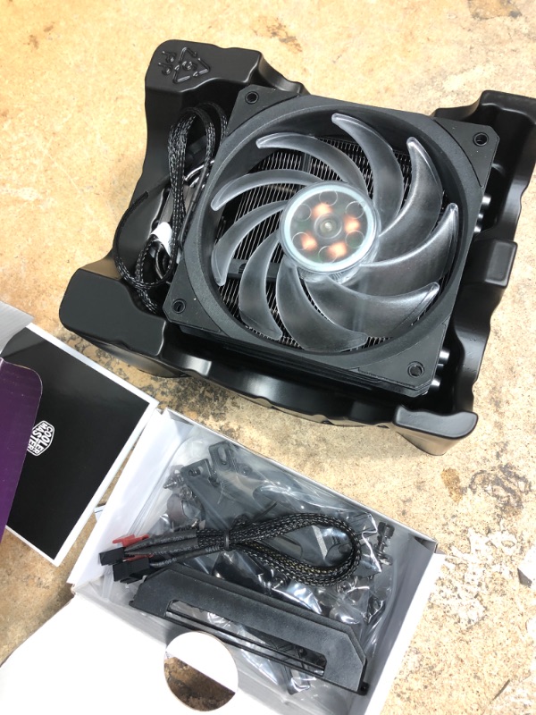 Photo 2 of Cooler Master Hyper 212 Black Edition RGB CPU Air Cooler, SF120R RGB Fan, Anodized Gun-Metal Black, Brushed Nickel Fins, 4 Copper Direct Contact Heat Pipes for AMD Ryzen/Intel LGA1700/1200/1151
