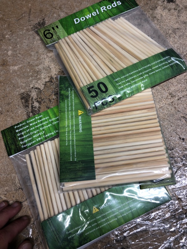 Photo 2 of 150PCS Dowel Rods Wood Sticks Wooden Dowel Rods - 1/4 x 6 Inch Unfinished Bamboo Sticks - for Crafts and DIYers 1/4" x 6" 50