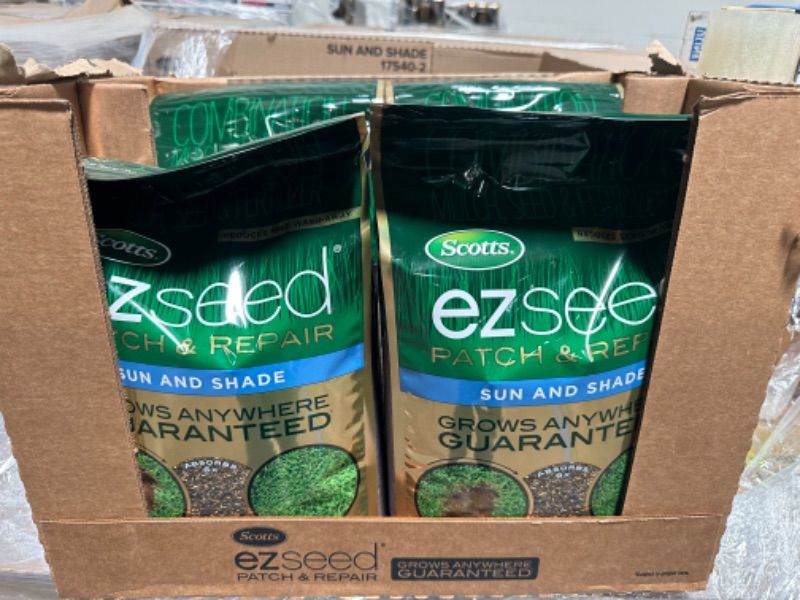 Photo 1 of **BBD: 2/28/2023**
Scotts EZ Seed Patch & Repair Sun and Shade, Combination Mulch, Seed and Lawn Fertilizer, 10 lbs. (4-Pack)

