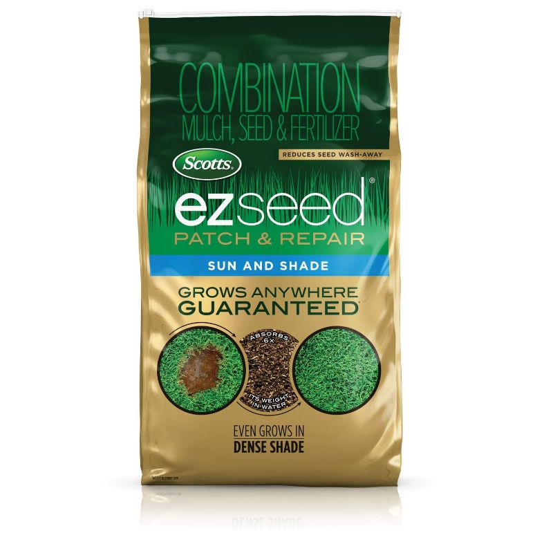 Photo 1 of **BBD: 2/28/2023**
Scotts EZ Seed Patch & Repair Sun and Shade, Combination Mulch, Seed and Lawn Fertilizer, 10 lbs. (4-Pack)