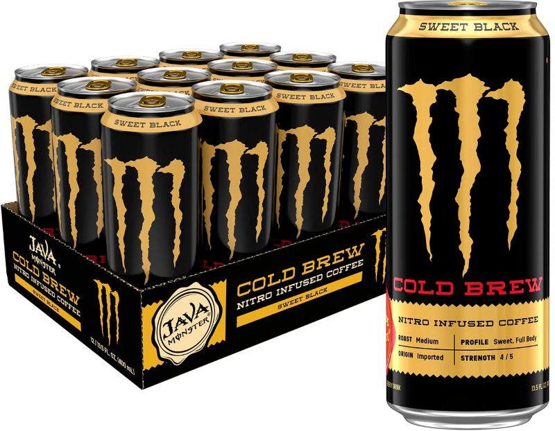 Photo 1 of **BBD: 2/14/2024**
Java Monster Nitro Cold Brew Sweet Black, Coffee + Energy Drink, 13.5 Ounce (pack of 12)