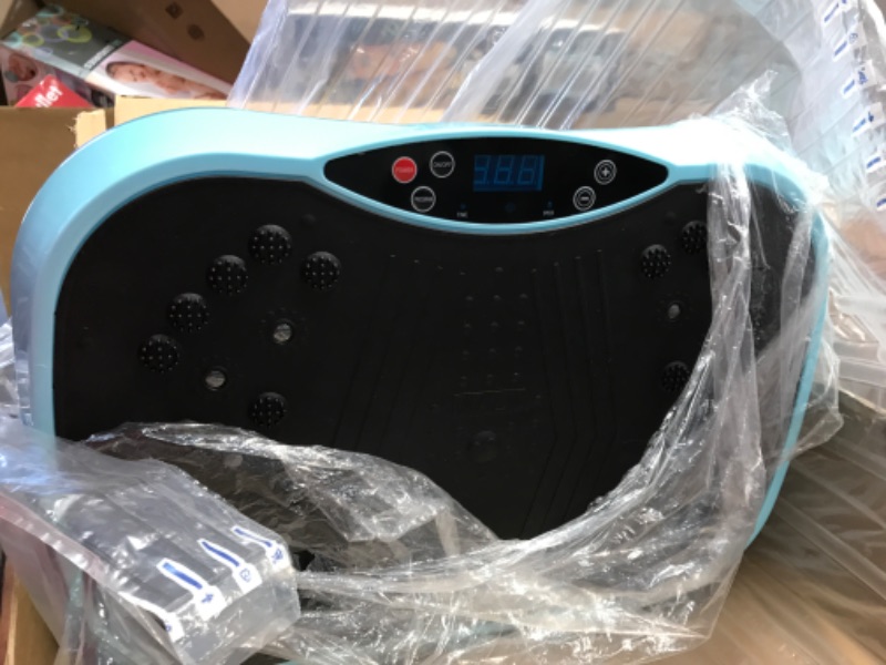 Photo 1 of YOKELE Vibration Plate Exercise Machine - Whole Body Fitness Vibration Platform - Home Training Equipment for Recovery & Wellness & Weight Loss + Resistance Bands + Remote Blue