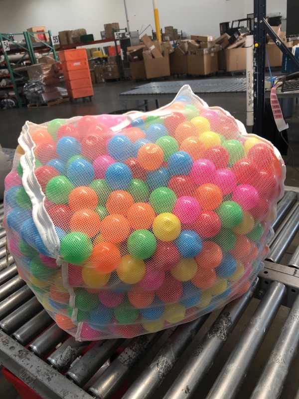 Photo 2 of Amazon Basics BPA Free Crush-Proof Plastic Ball Pit Balls with Storage Bag, Bright Colors 1,000 Balls