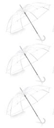 Photo 1 of Liberty Imports Pack of 3 Wedding Style Stick Umbrellas 46" Large Canopy Windproof Auto Open J Hook Handle in Bulk (Crystal Clear)
