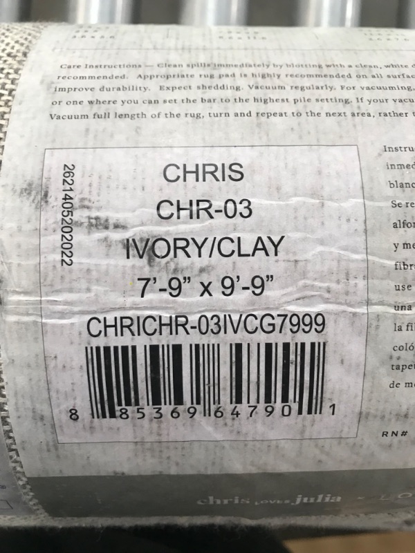 Photo 5 of **MINOR STAINS**Loloi Chris Loves Julia x Chris Collection CHR-03 Ivory/Clay, Transitional 7'-9" x 9'-9" Area Rug Ivory / Clay 7'-9" x 9'-9"