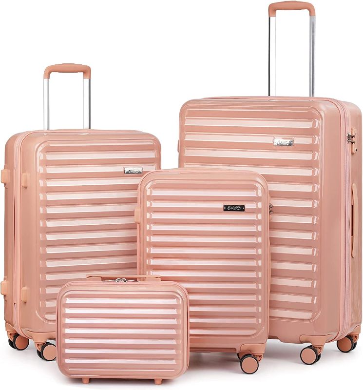 Photo 1 of *READ NOTES*Coolife Luggage Suitcase 3 Piece Set expandable (only 28”) ABS+PC Spinner suitcase with TSA Lock carry on 20 in 24in 28in (sakura pink)