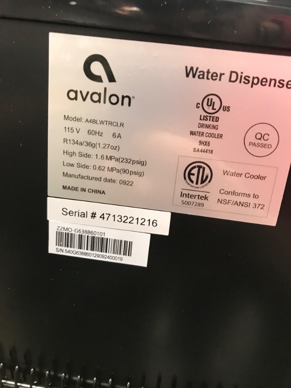 Photo 8 of *READ NOTES*Avalon Bottom Loading Water Cooler Dispenser with BioGuard- 3 Temperature Settings- UL/Energy Star Approved- Bottled
