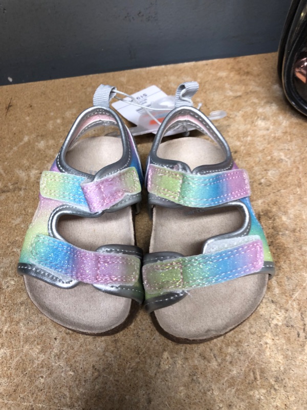 Photo 2 of Carter Just One You Baby Girls Rainbow Olive First Walker Sandals - 3