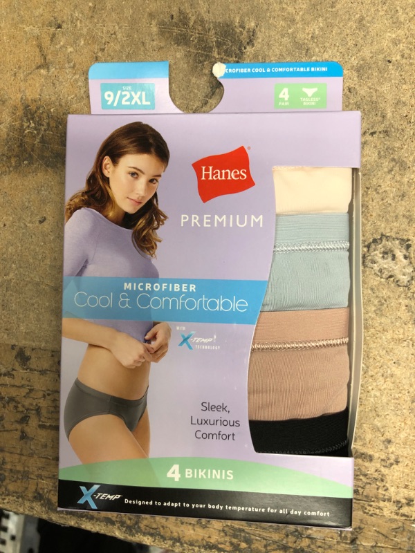 Photo 2 of Hanes Premium Women&#39;s 4pk Bikini Underwear Briefs - Colors May Vary XXL