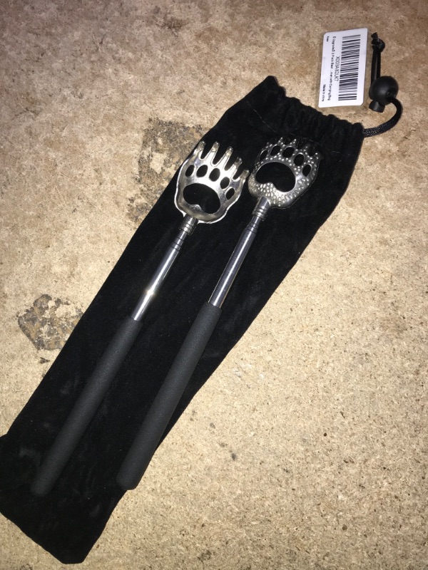 Photo 1 of 2 Pack Bear Claw Back Scratcher - Portable Telescoping Backscratchers for Men Women with Carrying Bag 