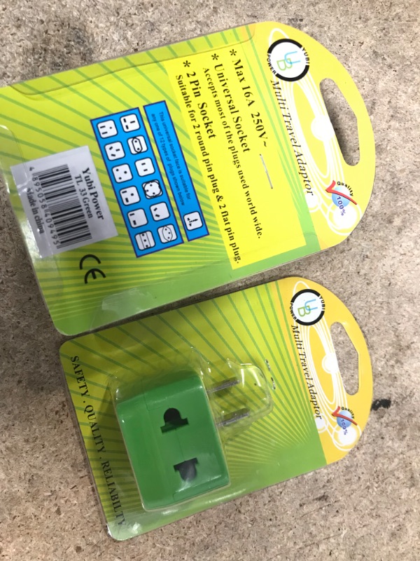 Photo 1 of (BUNDLE OF TWO) Yubi Power 2 in 1 Universal Travel Adapter with 2 Universal Outlets - Built in Surge Protector - Green Type A Plug Adapter for Canada, United States, Japan, and Mexico, International Power Adapter Type A 1 Pack Green