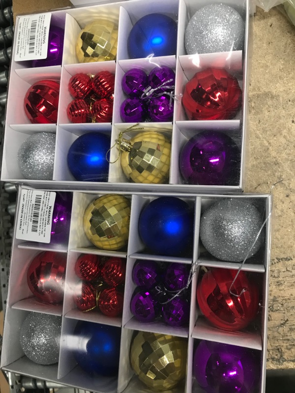 Photo 2 of (BUNDLE OF THREE) Christmas Ball Ornaments for Christmas Tree? Shatterproof Christmas Ball Ornament with Hooks, 2.4-inch and 1.2-inch Red, Gold, Silver, Purple and Blue 26 Pcs Christmas Ornament Multi Colors Sets 60mm