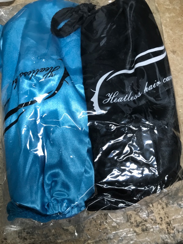 Photo 2 of 2 Pack Heatless Hair Curler - Cekaso Heatless Curls Headband For Long Hair Curls No Heat Curling Ribbon Hair Roller Kit Bow Tools You Can Sleep In Soft (black & blue)