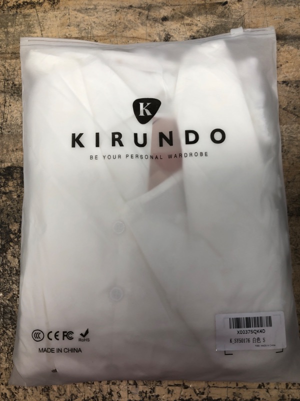 Photo 2 of KIRUNDO 2023 Fall Women's Long Sleeve Chiffon Blouses V-Neck Swiss Dots Ruffle Peplum Tops Shirts Deco with Buttons White Small