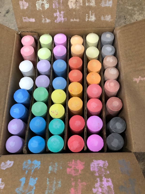 Photo 2 of 144Pcs 24 Colors Sidewalk Chalk School Supplies for Kids Toys Gifts, Jumbo Washable Drawing Chalk for Toddlers Paint on Chalkboard Blackboard Playground Classroom Party Favors(3 Box, Each 48 Chalks)