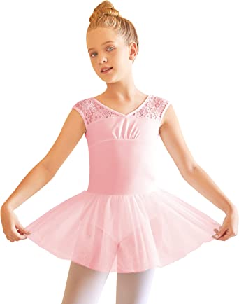 Photo 1 of Coutgo Sparkly Bow Back Dance Leotard for Girls Sparkly Ballet Leotards Dress Outfits with Tutu