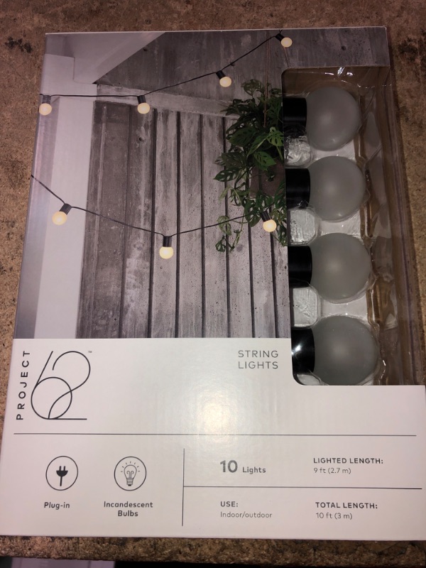 Photo 1 of 10ct Incandescent Outdoor String Lights G40 Frosted White Bulbs - Project 62™