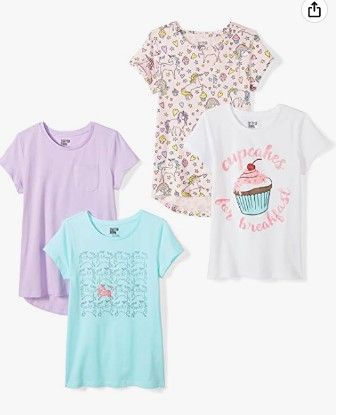 Photo 1 of Amazon Essentials Girls and Toddlers' Short-Sleeve T-Shirt Tops SIZE SMALL , Multipacks