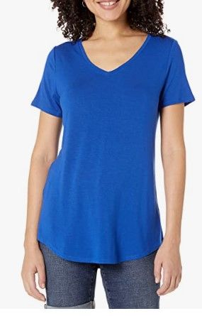 Photo 1 of Amazon Essentials Women's Relaxed-Fit Short-Sleeve V-Neck Tunic size xlarge
