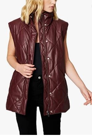 Photo 1 of [BLANKNYC] Womens Vegan Leather Quilted Vest With Self Belt
large 