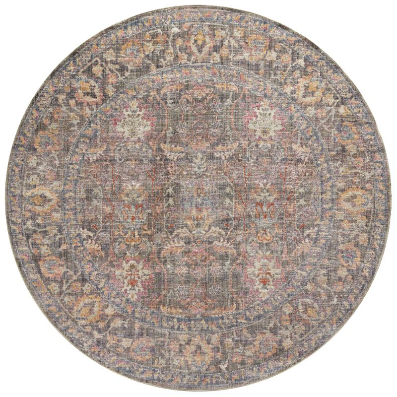 Photo 1 of Chris Loves Julia x Loloi Rosemarie Stone/Multi 3'-2" x 3'-2" Round Area Rug
