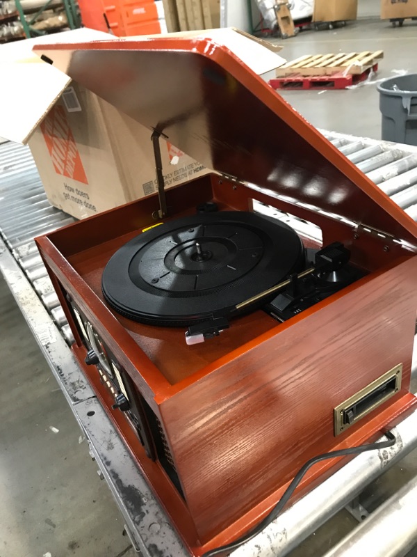 Photo 3 of **PARTS ONLY **** Victrola 8-in-1 Bluetooth Record Player & Multimedia Center, Built-in Stereo Speakers - Turntable, Wireless Music Streaming, Real Wood | Mahogany