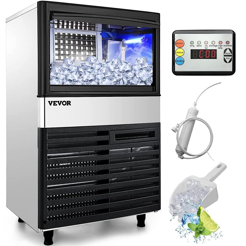 Photo 1 of VEVOR 110V Commercial Ice Maker Machine, 110LBS/24H Commercial Ice Machine Under Couter Ice Maker with 39LBS Bin for Home Bar Restaurant, Auto Cleaning Ice Maker, Water Filter, Scoops Included
