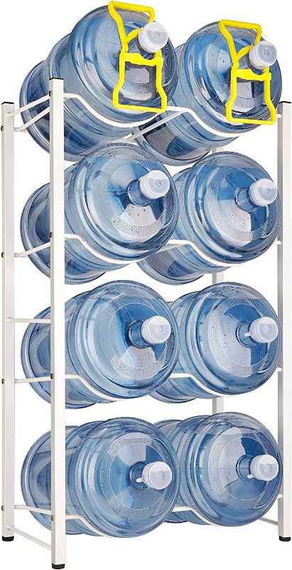 Photo 1 of (PARTS ONLY, SEE NOTES) UNIONFACTORY 5 Gallon Water Bottle Rack Storage, 5 Gallon Water Bottle Holder, 5 Gal Water Bottle Jug Rack Organizer for 6 of 5 Gallon Water Bottle, High-Purity Q345 Steel Material 3 Tier - White
