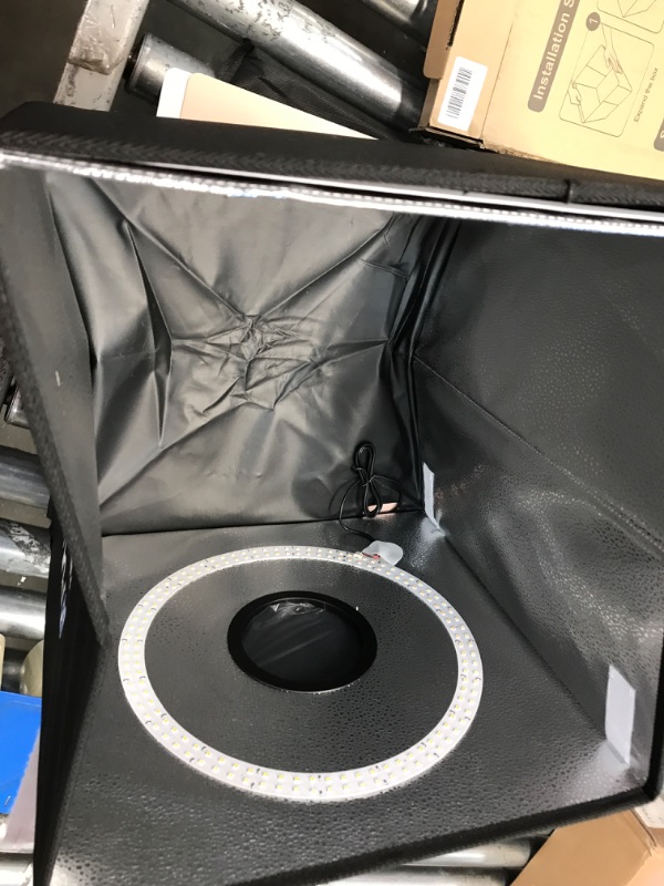 Photo 1 of **POSSIBLE MISSING ITEMS**  Photo Box 16" x 16" Quick Install Foldable Portable Studio Kit with Soft Light Cloth Professional Photography Equipment Adjustable White Light, Soft Light, Warm Light
