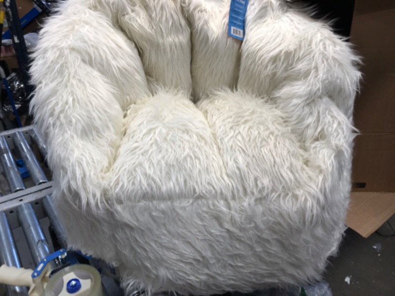 Photo 2 of "Big Joe Milano Beanbag Chair Ivory Shag" Ivory Shag Milano