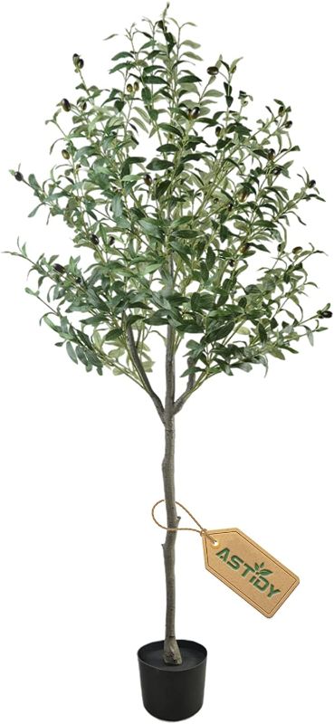 Photo 1 of  Artificial Olive Tree - 6FT Tall Fake Olive Tree in Pot - Faux Olive Silk Trees - Artificial Tree for Home Office Living Room Floor Decor Indoor
