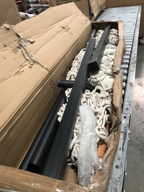 Photo 1 of PNAEUT Max 475lbs Capacity Double Hammock with Stand Included 2 Person Heavy Duty Traditional 2 People Rope Hammocks Stand with Pillow for Outside Porch Patio Garden Backyard Outdoor ( Burlywood )