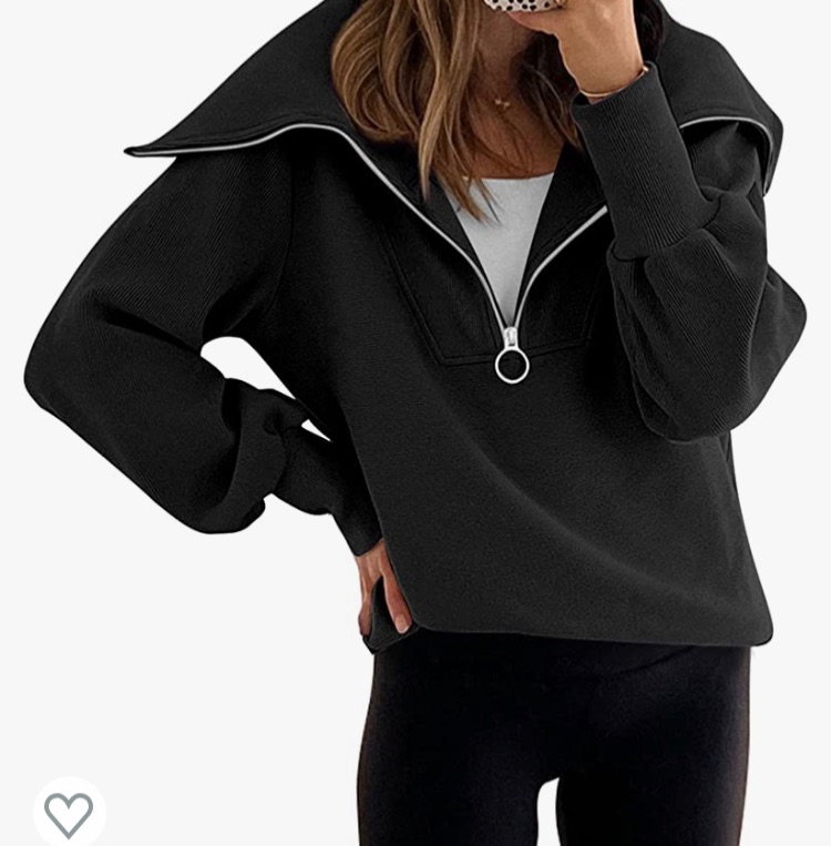 Photo 1 of Yousify Women Quarter Zip Up Sweatshirt Lapel Long Sleeve Drop Shoulder Pullover Hoodie- XL