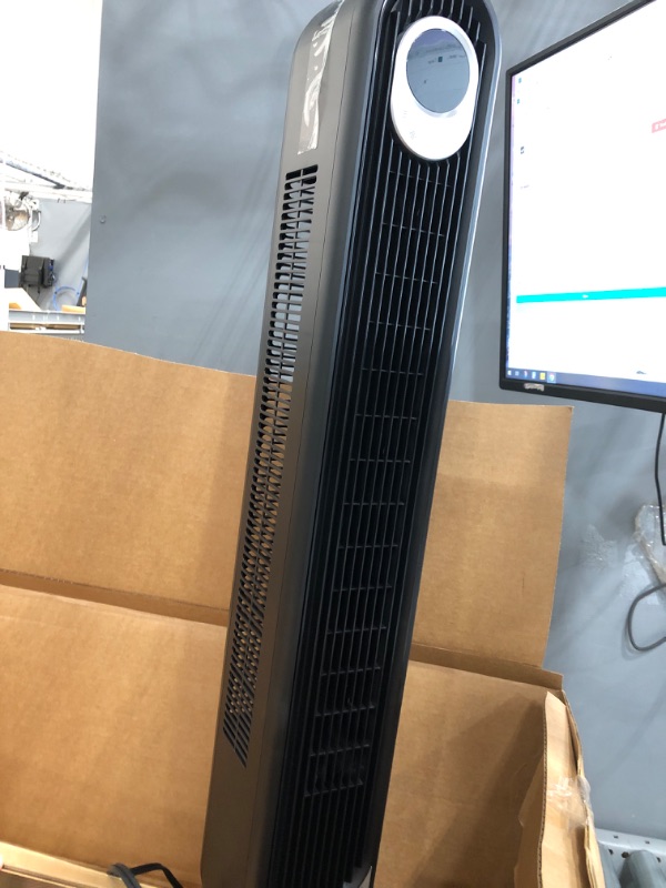 Photo 1 of Dreo Cruiser Pro T1 Tower Fan, 42 Inch Quiet Oscillating Bladeless Fan with Remote, 6 Speeds, 3 Modes, LED Display, 12H Timer, Black Floor Standing Fan Powerful for Indoor Home Bedroom Office Room Standard