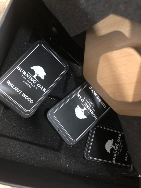 Photo 1 of Burning Oak Cocktail Smoker Kit – Professional Whiskey Smoker Kit with Torch, Apple, Oak, Cherry and Walnut Wood Chips – Old Fashioned Smoker Kit In Stylish Black Box(1ST)