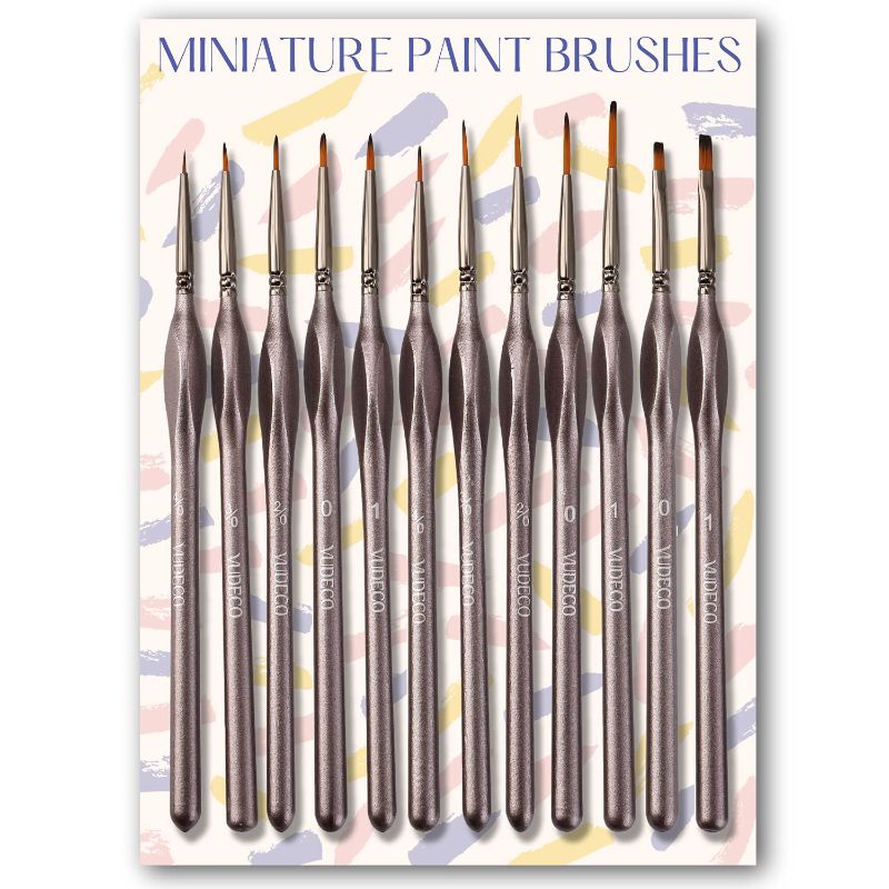 Photo 1 of 2pk- VUDECO 12pcs Brown Miniature Paint Brushes Oil Detail Paint Brushes Painting Miniature kit Small Paint Brushes Acrylic Paint Brushes Plastic Model Micro Thin Paint Brushes Set Adults Artist