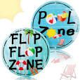 Photo 1 of 2 Pieces Flip Flop Summer Sign Swimming Pool Zone Sign Funny Metal Tin Sign Swimming Pool Sign Outdoor Summer Decoration for Home Bathroom Wall Front Door Swimming Pool