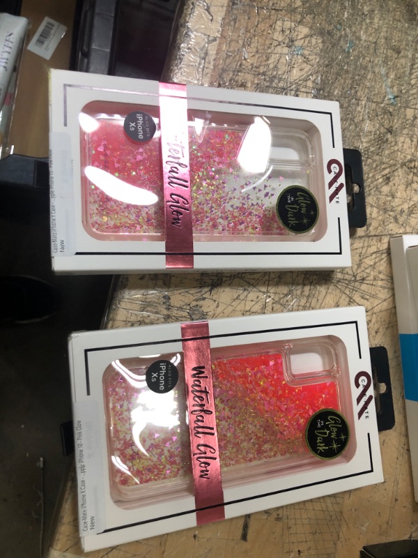 Photo 2 of 2 pack - Case-Mate iPhone X Case - GLOW WATERFALL - Glow in The Dark Cascading Liquid Glitter - Protective Design - Apple iPhone 10 - Pink Glow