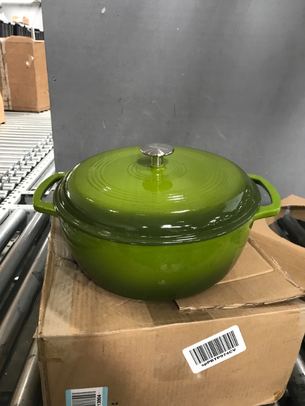 Photo 2 of Amazon Basics Enameled Cast Iron Covered Dutch Oven, 4.3-Quart, Green Green 4.3-Quart Oven