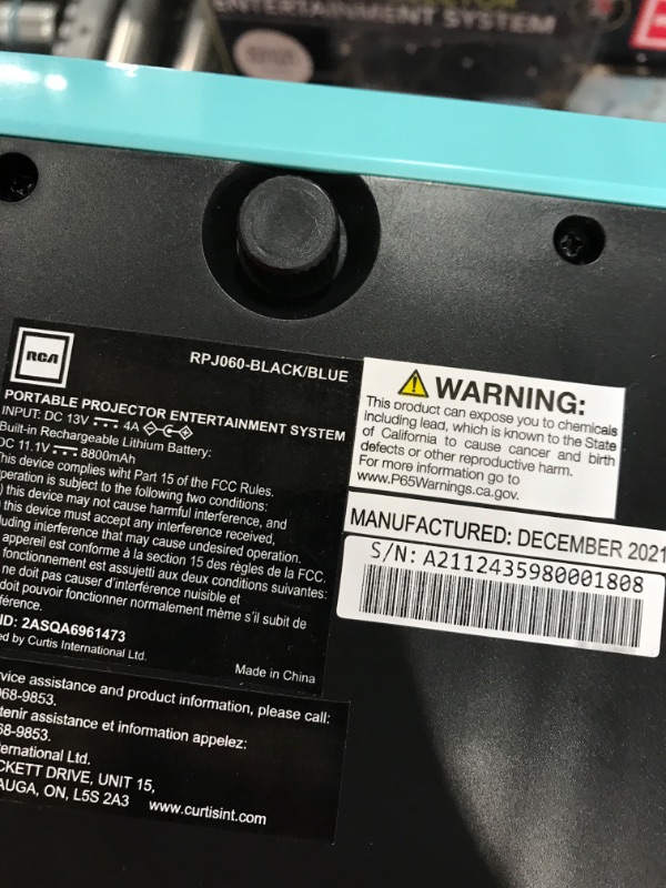 Photo 3 of RCA - RPJ060 Portable Projector Home Theater Entertainment System, Long Lasting Battery - 2.5 Hours per Charge - Outdoor, Rechargeable, Speakers - Enjoy Without Any Cable on The go - Phone/Stick/PC Black/Blue