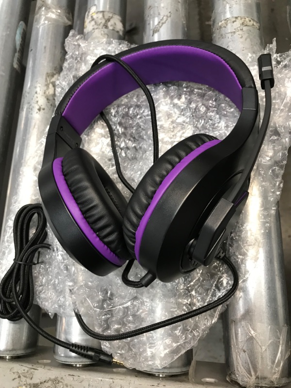 Photo 2 of Anivia PC Computer Headset, Headphones with Microphone Stereo Surround for PC MAC Laptop, Noise Cancelling Over Ear Wired Headset with Soft Memory Earmuffs, Compatible with Switch Nintendo PC Laptop Purple