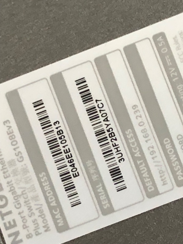 Photo 5 of **used item**
NETGEAR 8-Port Gigabit Ethernet Plus Switch (GS108Ev3) - Desktop, and ProSAFE Limited Lifetime Protection 8 Port with Enhanced Features