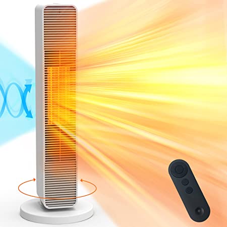 Photo 1 of  Heater Tower Indoor Space, 1500W Quiet Fast Heating Portable Electric Heater Tip-Over Overheat Protection, 50° Oscillating, Remote Control 15H Timer Bedroom, Office
