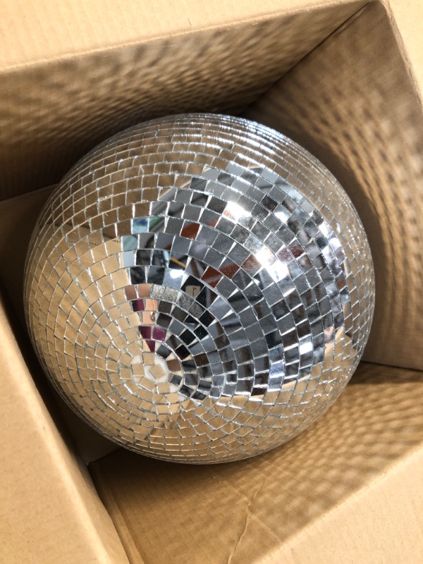 Photo 2 of 12" Disco Ball Mirror Ball Disco Party Decoration Stage Light Dj Light Effect Home Business Christmas Display Decoration Silver